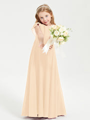Robe de Demoiselle d'Honneur Junior en Mousseline Délicate Pêche