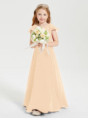 Robe de Demoiselle d'Honneur Junior en Mousseline Délicate Pêche