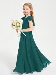 Robe de Demoiselle d'Honneur Junior en Mousseline Délicate Paon