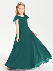 Robe de Demoiselle d'Honneur Junior en Mousseline Délicate Paon