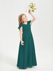 Robe de Demoiselle d'Honneur Junior en Mousseline Délicate Paon