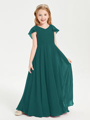 Robe de Demoiselle d'Honneur Junior en Mousseline Délicate Paon