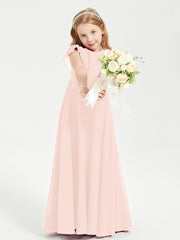 Robe de Demoiselle d'Honneur Junior en Mousseline Délicate Rose Perle