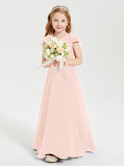 Robe de Demoiselle d'Honneur Junior en Mousseline Délicate Rose Perle