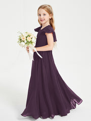 Robe de Demoiselle d'Honneur Junior en Mousseline Délicate Plum