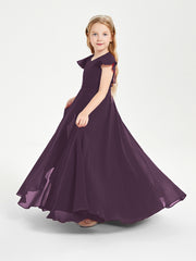 Robe de Demoiselle d'Honneur Junior en Mousseline Délicate Plum