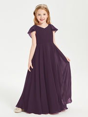 Robe de Demoiselle d'Honneur Junior en Mousseline Délicate Plum