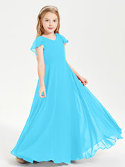 Robe de Demoiselle d'Honneur Junior en Mousseline Délicate Piscine