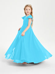 Robe de Demoiselle d'Honneur Junior en Mousseline Délicate Piscine
