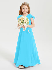 Robe de Demoiselle d'Honneur Junior en Mousseline Délicate Piscine