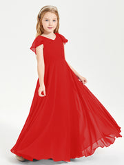 Robe de Demoiselle d'Honneur Junior en Mousseline Délicate Rouge