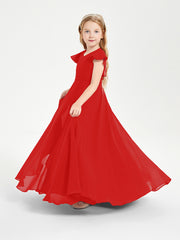 Robe de Demoiselle d'Honneur Junior en Mousseline Délicate Rouge