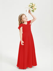 Robe de Demoiselle d'Honneur Junior en Mousseline Délicate Rouge