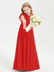 Robe de Demoiselle d'Honneur Junior en Mousseline Délicate Rouge