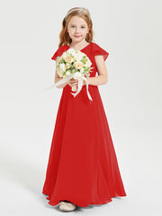 Robe de Demoiselle d'Honneur Junior en Mousseline Délicate Rouge