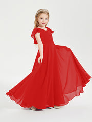 Robe de Demoiselle d'Honneur Junior en Mousseline Délicate Rouge