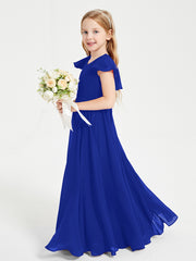 Robe de Demoiselle d'Honneur Junior en Mousseline Délicate Bleu Royale