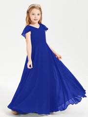 Robe de Demoiselle d'Honneur Junior en Mousseline Délicate Bleu Royale