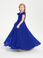 Robe de Demoiselle d'Honneur Junior en Mousseline Délicate Bleu Royale