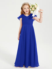 Robe de Demoiselle d'Honneur Junior en Mousseline Délicate Bleu Royale