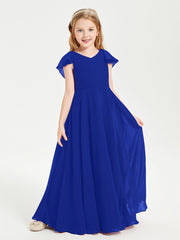 Robe de Demoiselle d'Honneur Junior en Mousseline Délicate Bleu Royale