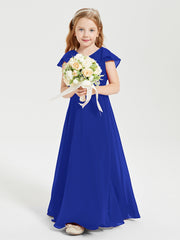 Robe de Demoiselle d'Honneur Junior en Mousseline Délicate Bleu Royale