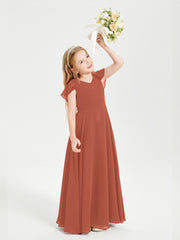 Robe de Demoiselle d'Honneur Junior en Mousseline Délicate Rouille