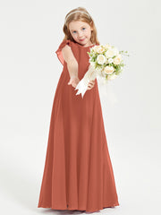 Robe de Demoiselle d'Honneur Junior en Mousseline Délicate Rouille
