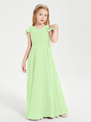 Robe de Demoiselle d'Honneur Junior en Mousseline Délicate Sauge