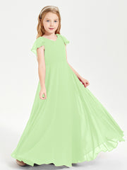 Robe de Demoiselle d'Honneur Junior en Mousseline Délicate Sauge