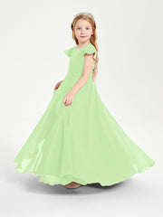 Robe de Demoiselle d'Honneur Junior en Mousseline Délicate Sauge