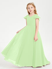 Robe de Demoiselle d'Honneur Junior en Mousseline Délicate Sauge