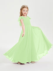 Robe de Demoiselle d'Honneur Junior en Mousseline Délicate Sauge