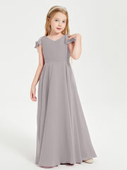 Robe de Demoiselle d'Honneur Junior en Mousseline Délicate Argent