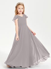 Robe de Demoiselle d'Honneur Junior en Mousseline Délicate Argent