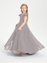 Robe de Demoiselle d'Honneur Junior en Mousseline Délicate Argent