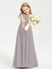 Robe de Demoiselle d'Honneur Junior en Mousseline Délicate Argent