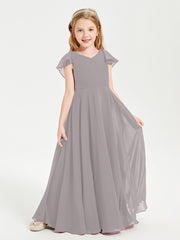 Robe de Demoiselle d'Honneur Junior en Mousseline Délicate Argent