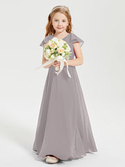 Robe de Demoiselle d'Honneur Junior en Mousseline Délicate Argent