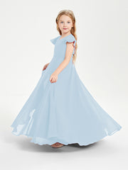 Robe de Demoiselle d'Honneur Junior en Mousseline Délicate Bleu Ciel