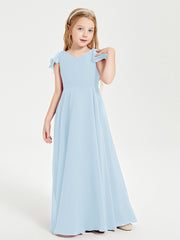 Robe de Demoiselle d'Honneur Junior en Mousseline Délicate Bleu Ciel