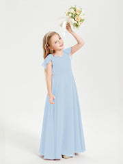 Robe de Demoiselle d'Honneur Junior en Mousseline Délicate Bleu Ciel