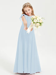 Robe de Demoiselle d'Honneur Junior en Mousseline Délicate Bleu Ciel