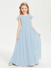Robe de Demoiselle d'Honneur Junior en Mousseline Délicate Bleu Ciel