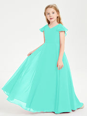 Robe de Demoiselle d'Honneur Junior en Mousseline Délicate Spa