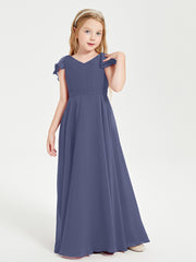 Robe de Demoiselle d'Honneur Junior en Mousseline Délicate Orageux
