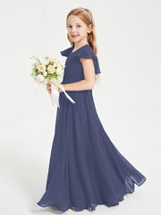Robe de Demoiselle d'Honneur Junior en Mousseline Délicate Orageux