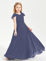 Robe de Demoiselle d'Honneur Junior en Mousseline Délicate Orageux