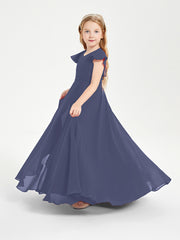 Robe de Demoiselle d'Honneur Junior en Mousseline Délicate Orageux