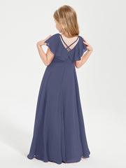 Robe de Demoiselle d'Honneur Junior en Mousseline Délicate Orageux